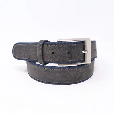Cinturón Canali Gamuza Cuero Gris Azul Para Hombre 95/110 EE. UU. 38 Plateado Latón Hebilla Italia Foto 1 de 4