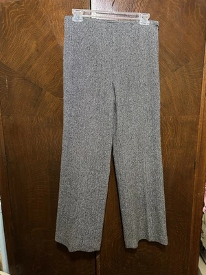 Talbots Pants Womens 8 Black White Tweed Wool Flat Front Straight Leg Academia - Image 1 of 4