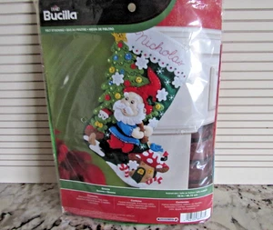 VTG Bucilla Gnome Christmas Stocking Jeweled Stocking Kit 86577 NEW -SEALED PKG - Picture 1 of 9