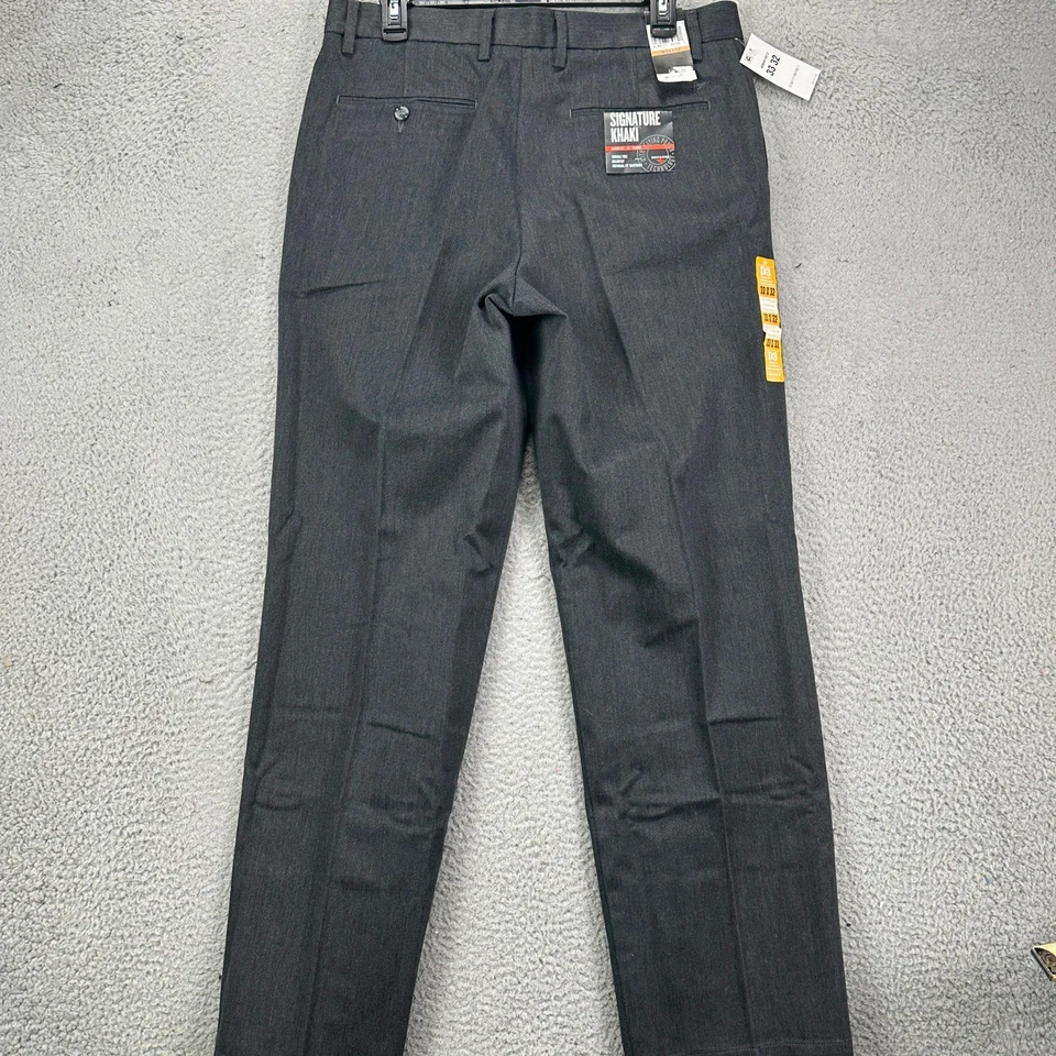 Pantalones Dockers Signature Caqui Para Hombres 33X32 Gris Plisado Recto Chino Clásico NUEVO Foto 1 de 4