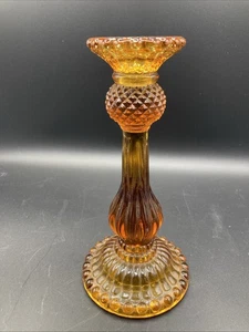 Vintage Hobnail Mid 20th Century Amber 8.5” Candlestick Swag - Picture 1 of 6