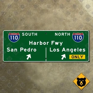 California Interstate 110 Harbor Freeway San Pedro Los Angeles road sign 19x7 - Picture 1 of 2
