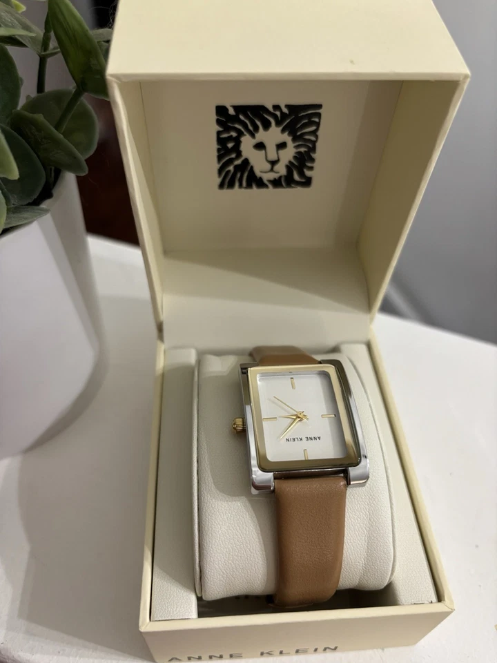 Anne Klein Women Dress Watch 10/4899 Gold Silver Rectangle Battery 2 Tone