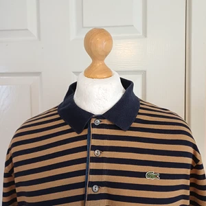 Lacoste Classic Very Rare Navy/Brown Polo Size 7/XXL/50" 100% Genuine - Picture 1 of 10