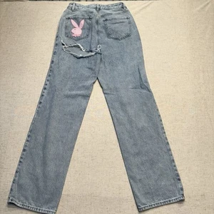 Playboy PacSun Womens Jeans Bunny '90s Boyfriend High Rise Ripped Butt Size 29 - Picture 1 of 9
