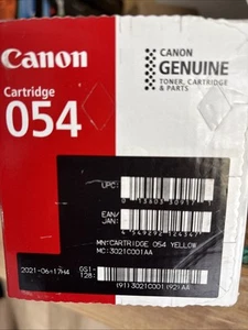 Canon 054 Genuine Yellow Printer Toner Cartridge Standard Yield OEM Sealed - Afbeelding 1 van 2