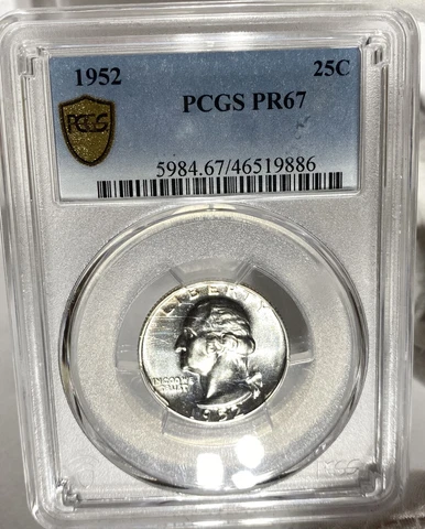 GEM PROOF 1952 “Superbird” Washington Quarter PCGS PR67 Bright Coin! RCBX Cover