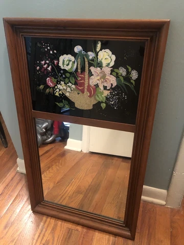 1940s Trumeau Mirror MARGO ALEXANDER Foiled Reverse Painted Cottage Vintage Cover