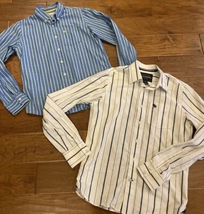 Abercrombie and Fitch Big Kid/ Boy Stripe Dress Shirt Button Down  Lot Of 2 L/XL - Picture 1 of 7