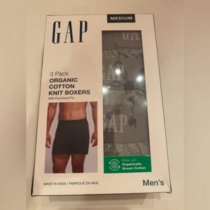NWT Gap Men’s 3 Pack Organic Cotton Knit Boxers with Functional Fly Medium 32-34 - Picture 1 of 3