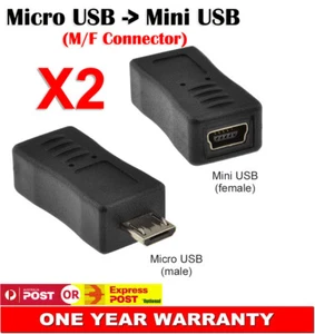 2x Mini USB Female to Micro USB Male Adapter Charger Converter Adaptor AU Stock - Picture 1 of 2
