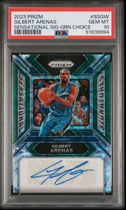 Gilbert Arenas PSA 10 Auto Panini Prizm 2023 Green Choice #d /8 Wizards POP 1 - Picture 1 of 2