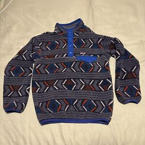 Patagonia Boys Lightweight Synchilla Snap-T Fleece Pullover Blue Size Small 7-8