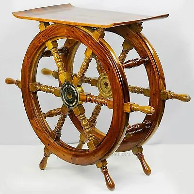 30  Hölzernes Schiffsrad Home Decor Table Pirate's Antik Messing Home Decor... • 228.44€