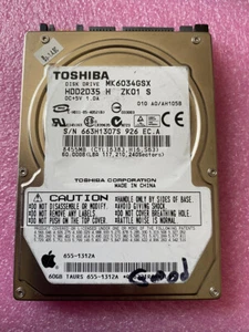 Toshiba 60GB MK6034GSX HDD2D35 SATA 2.5" Laptop Hard Drive 655-1312A - Picture 1 of 2