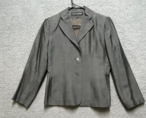 Kasper Jacket Blazer Womens 6 Petite Gray Long Sleeve Lined 3 Button Wool Blend - Picture 1 of 12
