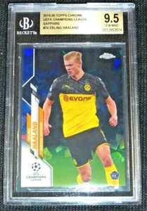 2019-20 TOPPS CHROME UEFA UCL ERLING HAALAND #74 ZAFFIRO BGS 9.5 (UGUALE PSA 10) - Foto 1 di 2