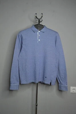 Hackett Mayfair Herren Poloshirt blau Baumwolle Welpenzahnmuster L/S Größe M-L - Bild 1 von 4