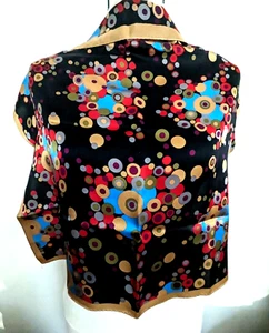 Cejon multicolor Polka dots black tone Classic Square 21x21" All Silk Scarf - Picture 1 of 4