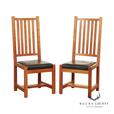 Thomas Moser Mission Style Pair Cherry Side Chairs Cover