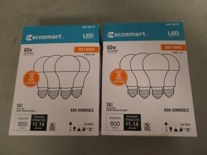 Eco Smart Lot of 2 4pk 60W Soft White Bulbs Non Dimmable - Picture 1 of 4
