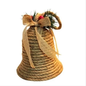 VINTAGE Bell Jute Rope Bows 9.5 inch Tall Holly Berry Trim - Picture 1 of 6