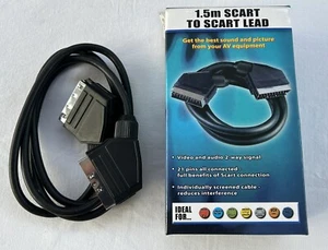 1.5m SCART to SCART Lead - 21 Pin Fully Wired - Video Audio Cable Sky TV DVD - Picture 1 of 3