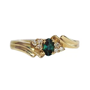 Anillo de oro amarillo de 14K con diamante con cambio de color alejandrita natural con certificado - Imagen 1 de 5