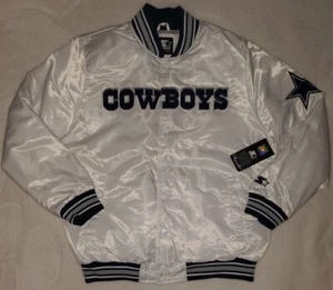 Dallas Cowboys Home Game White Quilt Lined FullSnap Black Label Starter Jacket L - Picture 1 of 9