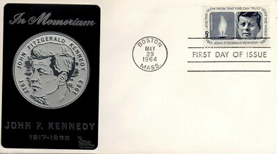 USA - "PRESIDENT JOHN F KENNEDY" Sarzin Metal / Tin Cachet FDC 1964 - Image 1 of 4