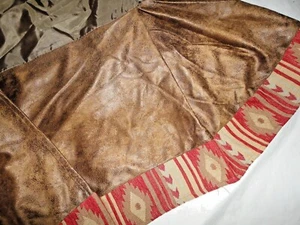 CARSTENS FLYING HORSE RED FAUX SUEDE AZTEC SOUTHWESTERN (1) QUEEN BEDSKIRT 17"   - Picture 1 of 9