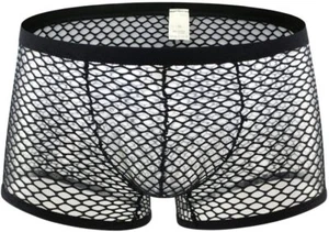 Men's Sexy Mesh Underwear Boxer Shorts Low Waist See-Through Fishnets Breathable - Picture 1 of 3