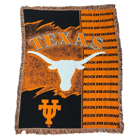 Texas Longhorns UT Tapestry Blanket Throw NCAA Burnt Orange 50x42 BEVO Austin Cover