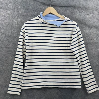 Top Vineyard Vines para mujer S azul crema a rayas bolsillo botón asimétrico simulación Foto 1 de 4