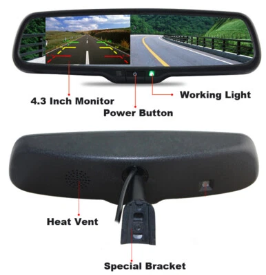 4.3" Car Rear View Mirror Monitor OEM Style with No1 Bracket For Toyota Honda - Image 1 of 4