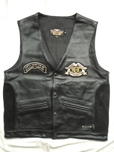 Vintage 90s Harley Davidson Mens Medium Leather Suede Motorcycle Vest - Picture 1 of 13
