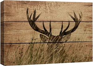 24"x36"-Elk Wall Art Canvas Print Rustic Woodland Nursery Decor - Picture 1 of 5