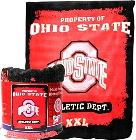 NCAA Ohio State "Burnout" Micro Raschel Throw Blanket 50" x 60" Cover