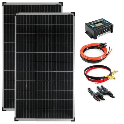 Komplettset 2x140 Watt Solarmodul Laderegler Kabel Photovoltaik Inselanlage PV - Bild 1 von 4