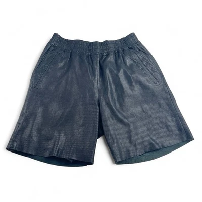 OAK NYC Perforated Leather Black Basketball Shorts size Medium - Image 1 of 4