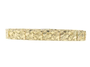 Square Link Retro-Style 10KT Yellow Gold 10.7mm Nugget Bracelet 8.5" - 26.82g - Picture 1 of 11