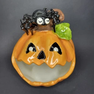 Piatto caramelle ragno Jack O' Lantern zucca Halloween argilla cielo blu Goldminc - nuovo con etichette - Foto 1 di 7