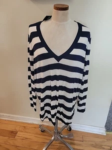 Neu mit Etikett Lauren Ralph Lauren Seidenmischung Pullover 3X leicht marineblau creme - Bild 1 von 9