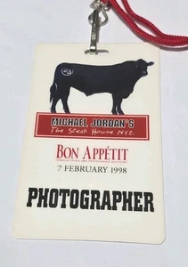 Credencial de fotógrafo de restaurante vintage Michael Jordan Steakhouse 2-7-1998 - Imagen 1 de 8
