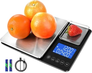 Báscula de cocina digital de doble plataforma 51069 22 libras capacidad 11 pulgadas x 7 pulgadas x 1,1 - Imagen 1 de 6