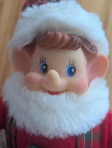 Vintage Elfo Bambola Scaffale Sitter Natale Decorazione Festività Plaid Campanelle Su Piedi Leggi - Foto 1 di 12