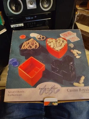 Casino Royale Serving Bowls Set Of 4 American Atelier Playing Cards Symbols  - Image 1 of 4