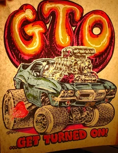 PONTIAC GTO GET TURNED ON VINTAGE 1970's MUSCLE CAR IRON ON TRANSFER -NICE, B-26 - Picture 1 of 2