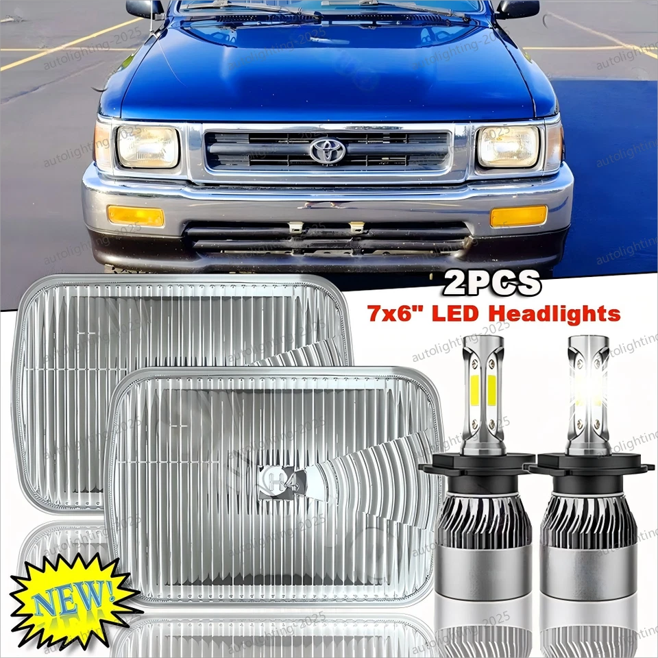 Par de faros LED 7x6" 5x7" Halo H4 Hi-Lo para camioneta Toyota Hilux 88-97 82-95 Foto 1 de 4