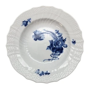 Vintage Royal Copenhagen Obstschale blau Blume geschwungener Rand #1619 LESEN - Bild 1 von 8